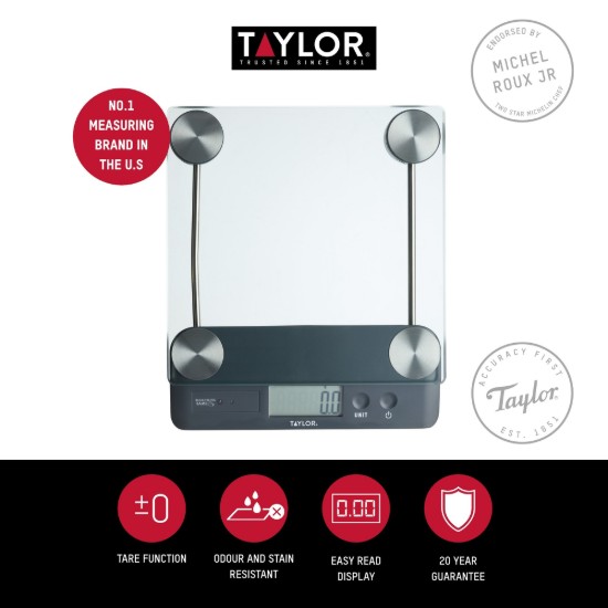 Cantar digital de bucatarie, sticla, 14,4kg - Taylor Pro
