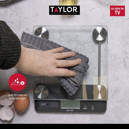 Cantar digital de bucatarie, sticla, 14,4kg - Taylor Pro