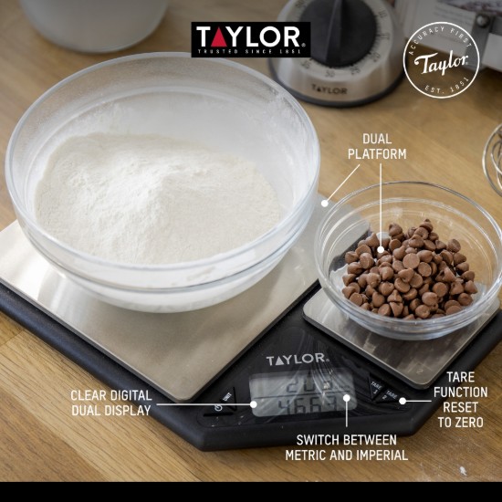 Cantar dual digital de bucatarie, 500g/5kg - Taylor Pro