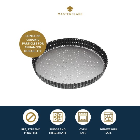 Forma perforata pentru tarta, otel, 28cm, "Master Class" - Kitchen Craft
