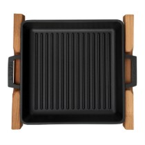 Tava grill, 26 x 26 cm, cu suport din lemn - LAVA