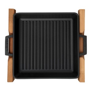 Tava grill, 26 x 26 cm, cu suport din lemn - LAVA