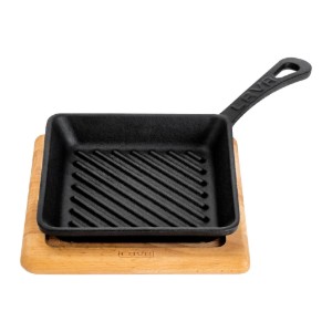 Tigaie grill, fonta, cu suport servire - LAVA