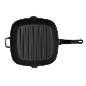 Tigaie grill patrata, fonta, 28 x 28 cm, Negru - LAVA