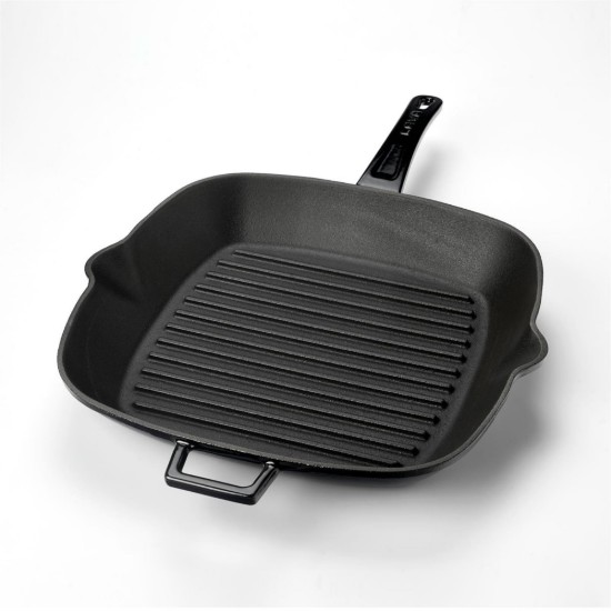 Tigaie grill patrata, fonta, 28 x 28 cm, Negru - LAVA