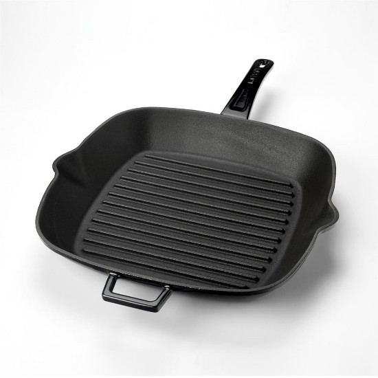 Tigaie grill patrata, fonta, 28x28 cm, Negru - LAVA