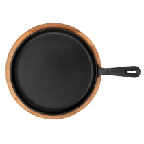 Tigaie clatite, fonta, 26cm, cu suport din lemn - LAVA