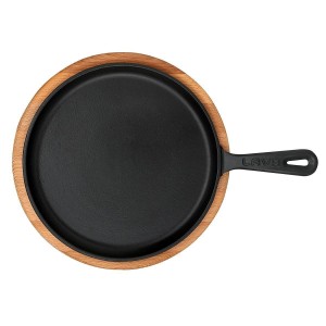 Tigaie clatite, fonta, 26cm, cu suport din lemn - LAVA