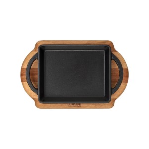 Tava fonta, 12 x 15 cm, cu suport lemn - LAVA
