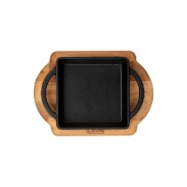 Tava fonta, 12 x 12 cm, cu suport din lemn - LAVA