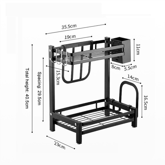 Raft condimente, otel carbon, 35,5x23x40,5cm - Zokura