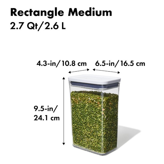 Caserola dreptunghiulara, plastic, 16 x 11 x 24 cm, 2,6L, "POP" - OXO