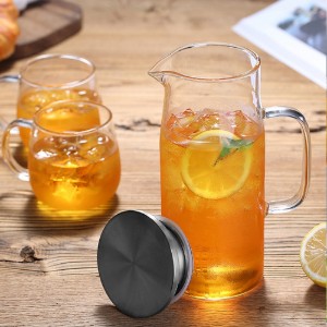 Carafa sticla cu capac din inox, 1L - Zokura