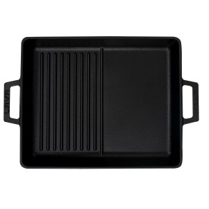 Tava grill, cu suprafata neteda, fonta, 26 x 32 cm - LAVA