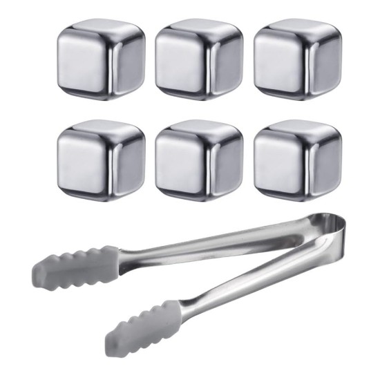 Set 6 cuburi pentru racirea bauturilor si cleste, inox - Westmark