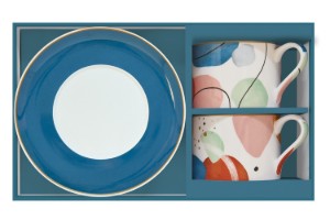 Set 2 cesti cu farfurioare, portelan, 240ml, "Shapes" - Nuova R2S