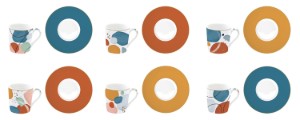 Set 6 cesti cu farfurioare, portelan, 100ml, "Shapes" - Nuova R2S