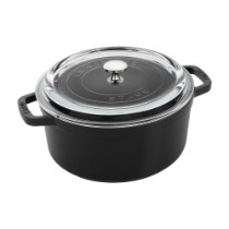 Oala Cocotte fonta, cu capac sticla, 24cm/3,8L, Black - Staub