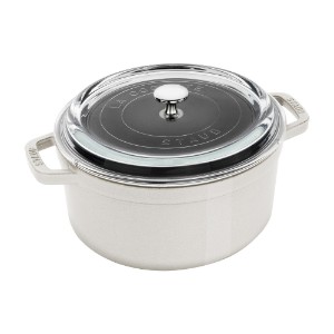 Oala Cocotte fonta, cu capac sticla, 24cm/3,8L, White Truffle - Staub