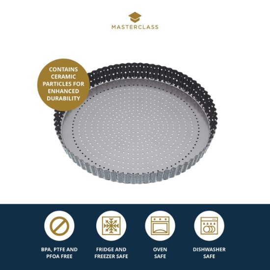 Tava perforata pentru tarte, otel, 30 cm, "Master Class" - Kitchen Craft