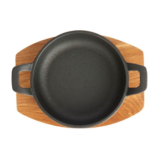 Mini-cratita fonta, 12 cm, cu suport de lemn - Artesa