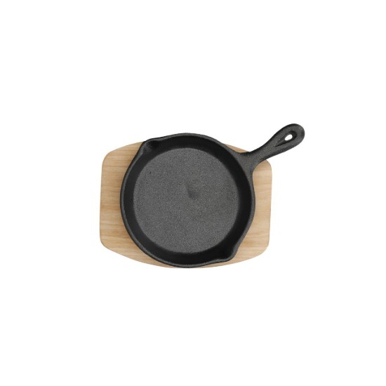 Mini-tigaie fonta, 11,5 cm, cu suport de lemn - Artesa