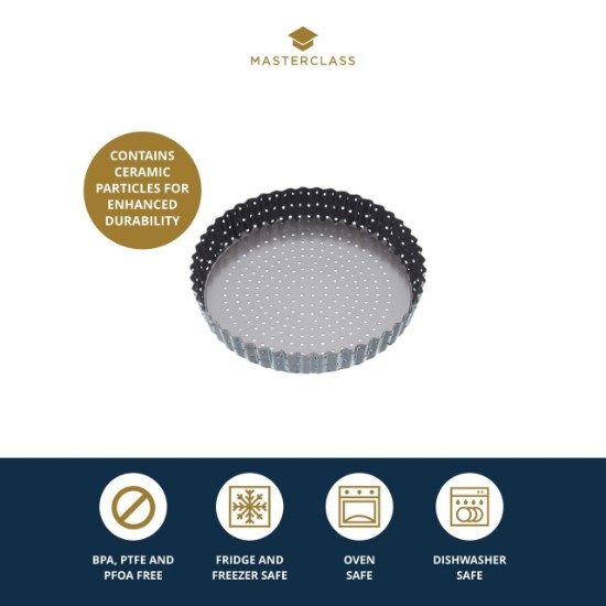 Tava perforata pentru tarte, otel, 20 cm, "Master Class" - Kitchen Craft