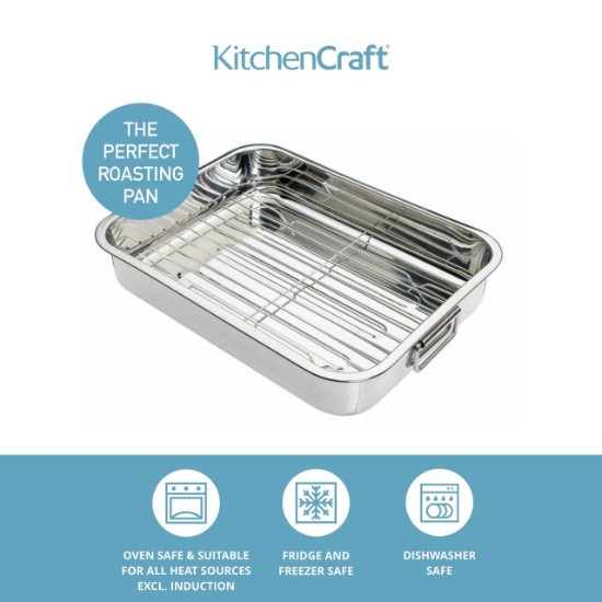 Tava inox cu gratar detasabil, 38 x 27,5 cm - Kitchen Craft