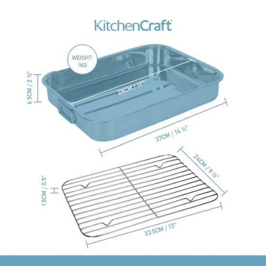 Tava inox cu gratar detasabil, 38 x 27,5 cm - Kitchen Craft