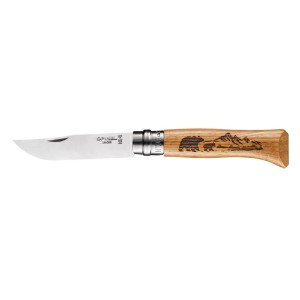 Cutit de buzunar N°08, inox, 8,5cm, "Engraved", Animalia Bear - Opinel