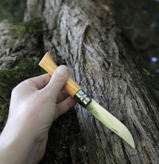 Cutit de buzunar N°09, inox, 9cm, "Tradition Luxe", Olive - Opinel