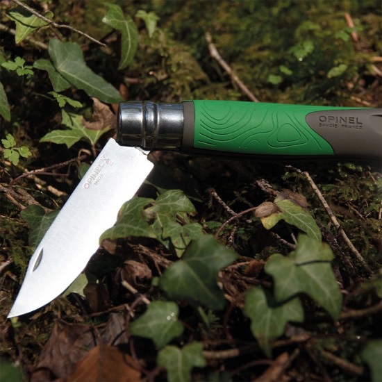 Cutit de buzunar N°12, cu extractor capuse, "Explore", Green - Opinel