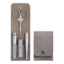 Set manichiura 4 piese, inox, etui piele gri - Zwilling PREMIUM