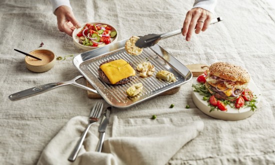 Tigaie grill patrata, 5-Ply, inox, 28x28cm, "Specialties 5" - Demeyere