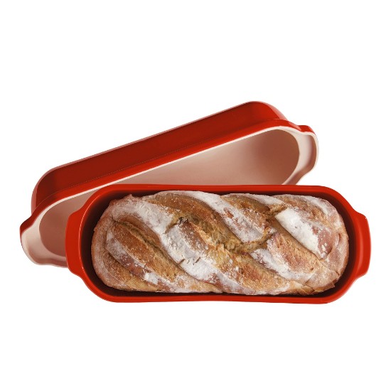 Vas pentru paine Batard, ceramica, 39x16,5cm/4,5L, Poppy Red Editie Limitata - Emile Henry