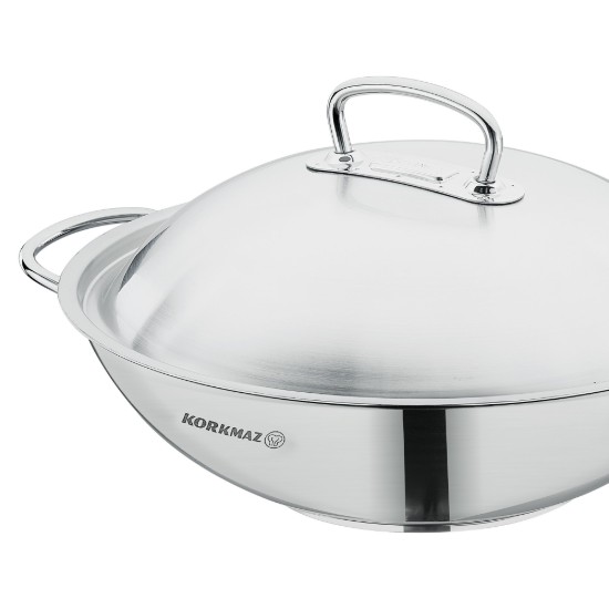 Tigaie wok, 3-Ply, inox, 32cm/5,2L, "Proline" - Korkmaz