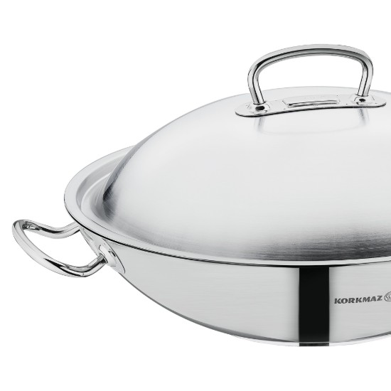 Tigaie wok, inox, 36cm/6,8L, "Proline" - Korkmaz