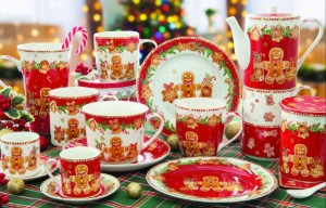 Set ceainic si 2 cani, portelan, "Fancy Gingerbread" - Easy Life