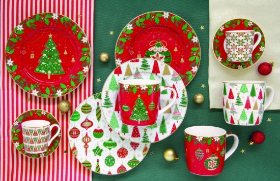 Set 4 cesti cafea, portelan, 100ml, "JINGLE BELLS" - Easy Life