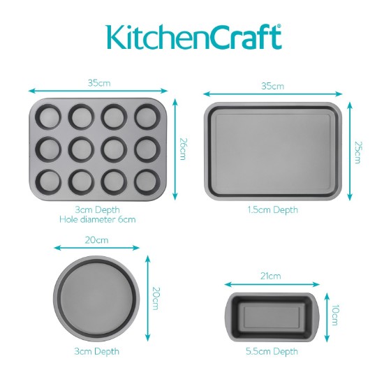 Set pentru copt 4 piese, otel carbon - Kitchen Craft