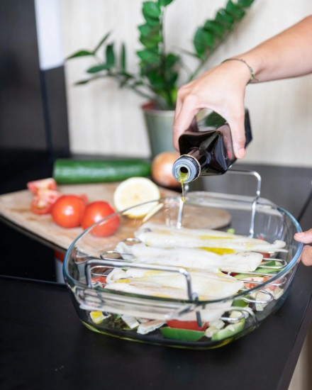 Vas oval cu suport, din sticla termorezistenta, 4L - PYREX