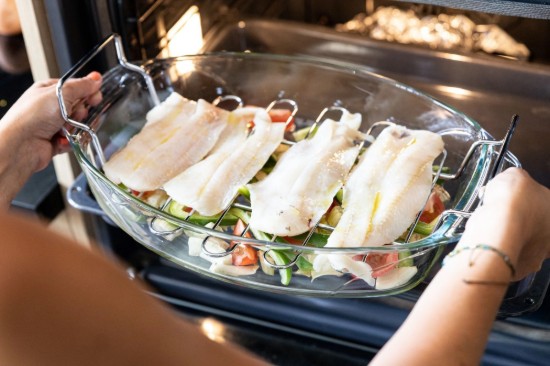 Vas oval cu suport, din sticla termorezistenta, 4L - PYREX
