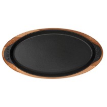 Tava pentru peste, fonta, 29 x 15 cm, cu suport lemn - LAVA