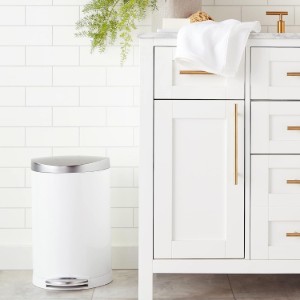 Cos de gunoi semi-rotund, cu pedala, 10 L, White Steel - simplehuman