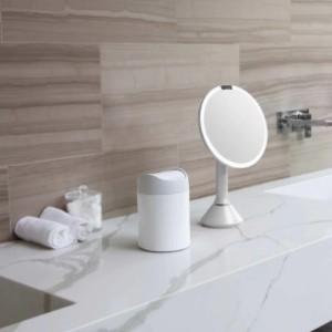 Mini-cos de gunoi pentru masa, 1,5 L, White Steel - simplehuman