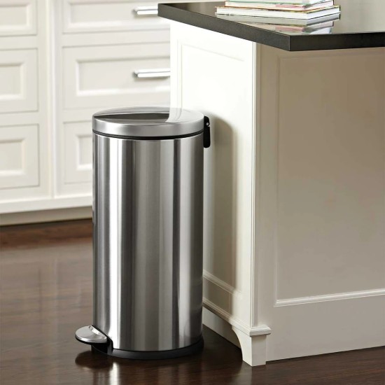 Cos de gunoi rotund, cu pedala, 30 L, inox, Brushed - simplehuman