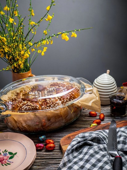Vas oval cu capac, sticla termorezistenta, 4,4L + 1,4L - PYREX