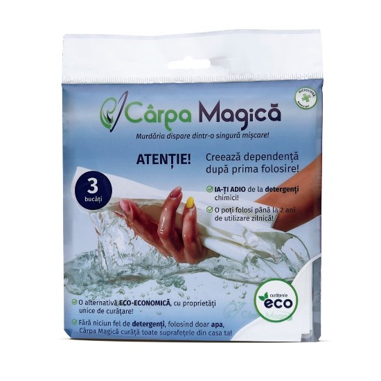 Set 3 lavete microfibra Eco 40 x 40 cm - Carpa Magica