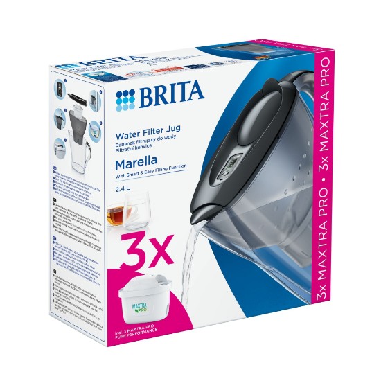 Starter pack BRITA Marella 2,4 L + 3 filtre Maxtra PRO (grey)