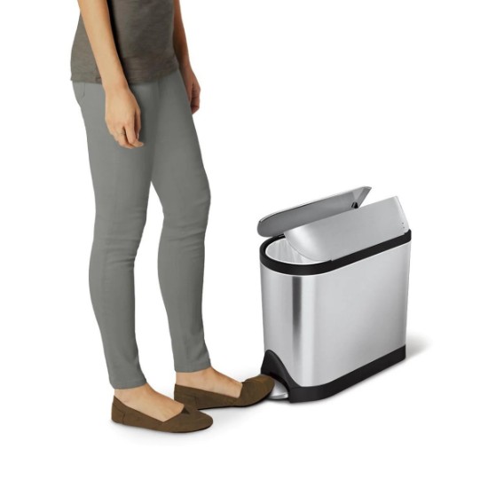 Cos de gunoi cu pedala, 10 L, inox, Brushed - simplehuman